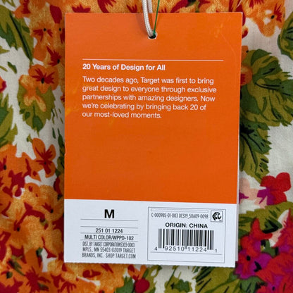 women Isaac Mizrahi - Target NWT 20th Anniversary Floral Pleated Cream Orange Red Multi Dress M