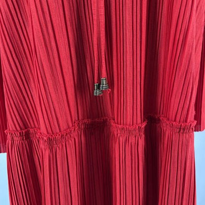 women Free People Cant Help It Plisse Flared Mini Tomato Red Dress M