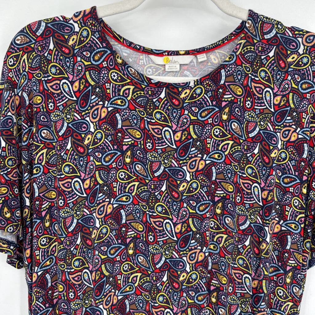 women Boden Paisley Print Jersey Blue Purple Multi Dress 10