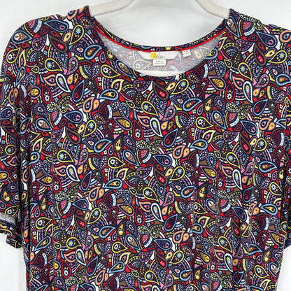 women Boden Paisley Print Jersey Blue Purple Multi Dress 10