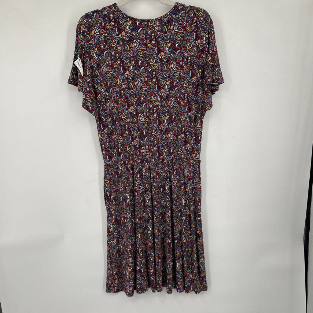 women Boden Paisley Print Jersey Blue Purple Multi Dress 10