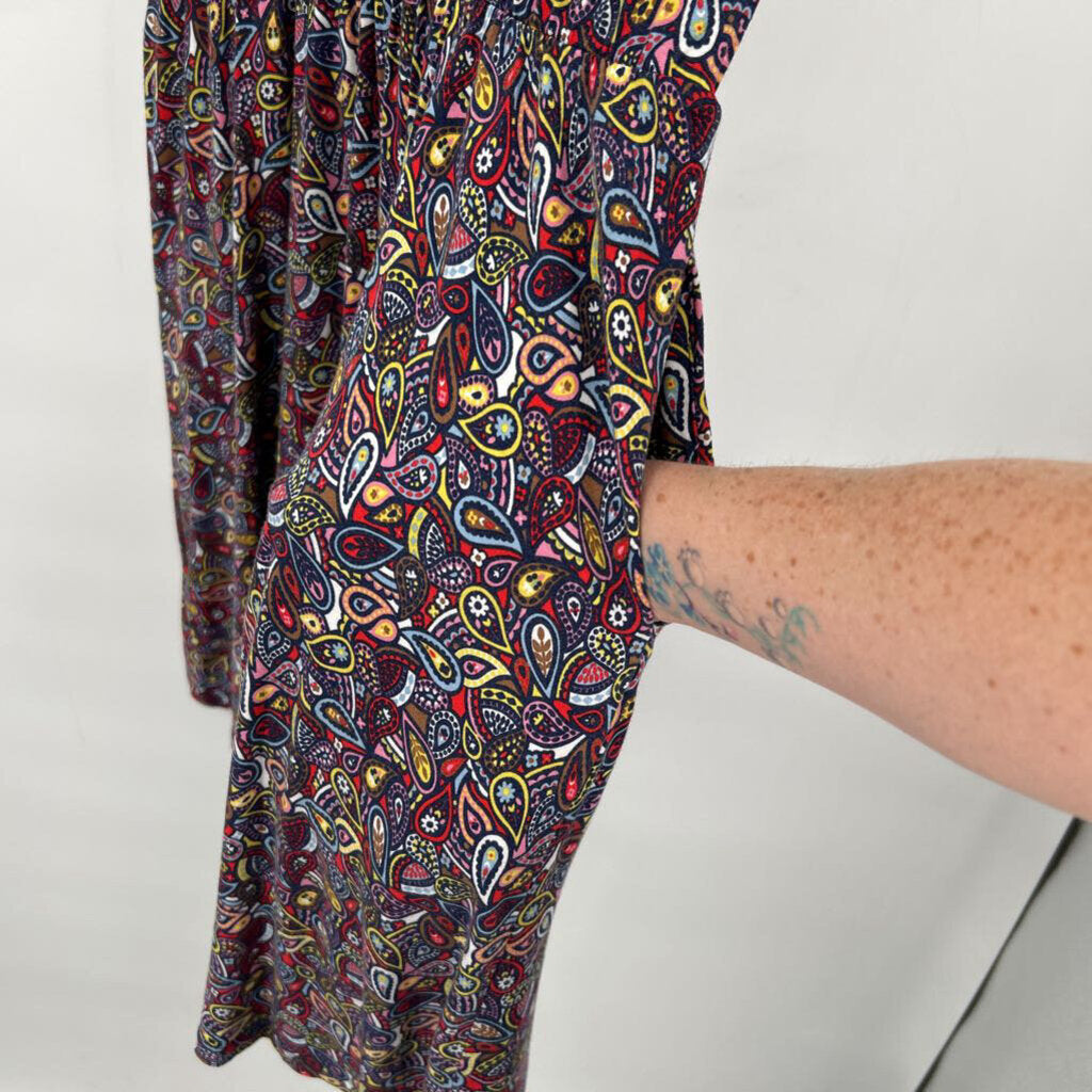 women Boden Paisley Print Jersey Blue Purple Multi Dress 10