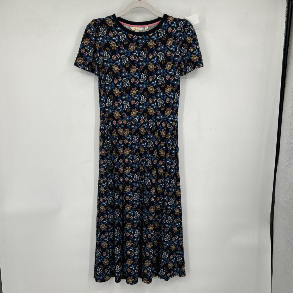 women Boden Lucinda Jersey Midi Black Summer Chintz Dress 2P