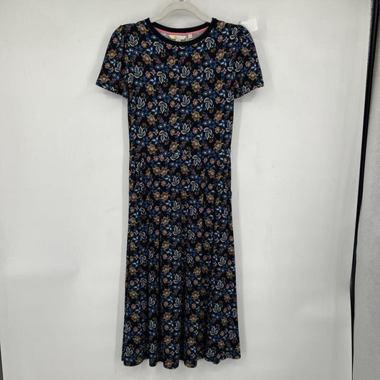 women Boden Lucinda Jersey Midi Black Summer Chintz Dress 2P
