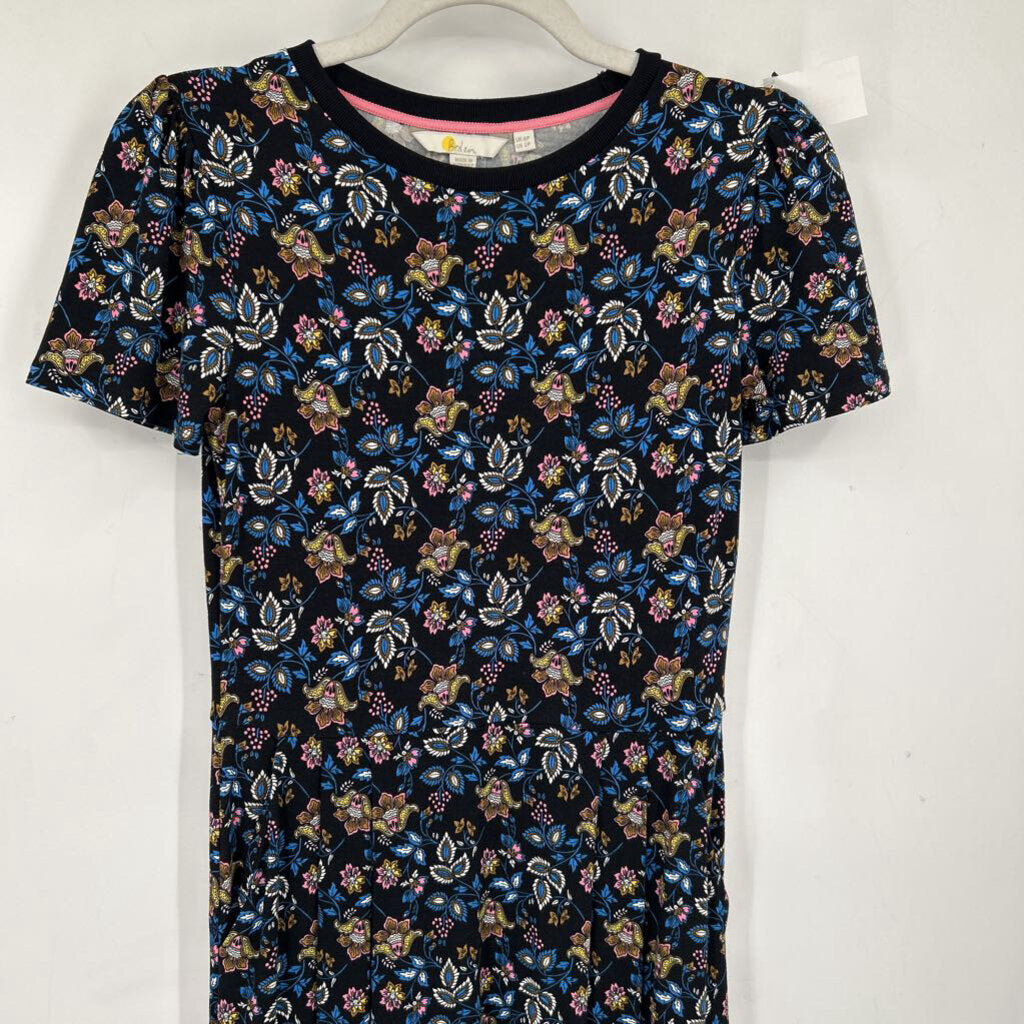 women Boden Lucinda Jersey Midi Black Summer Chintz Dress 2P