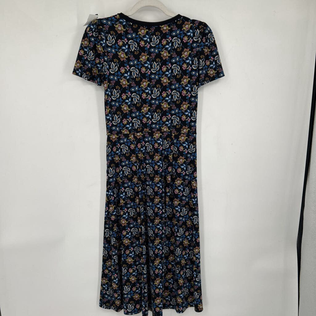 women Boden Lucinda Jersey Midi Black Summer Chintz Dress 2P