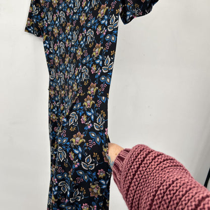 women Boden Lucinda Jersey Midi Black Summer Chintz Dress 2P