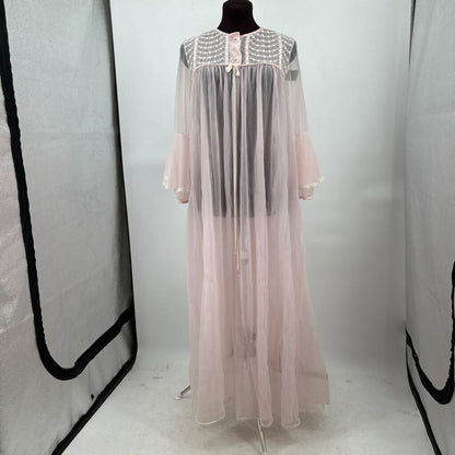 women Miss Elaine Sheer Dressing Gown Pink Vintage