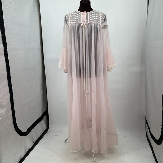 women Miss Elaine Sheer Dressing Gown Pink Vintage