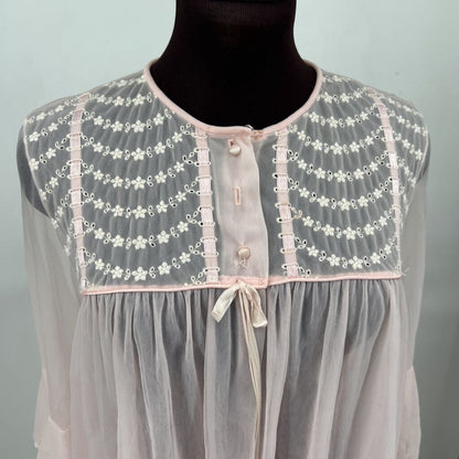 women Miss Elaine Sheer Dressing Gown Pink Vintage