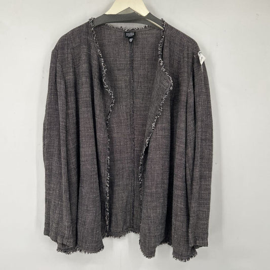 women Eileen Fisher Fringe Edge Gray Jacket 2X