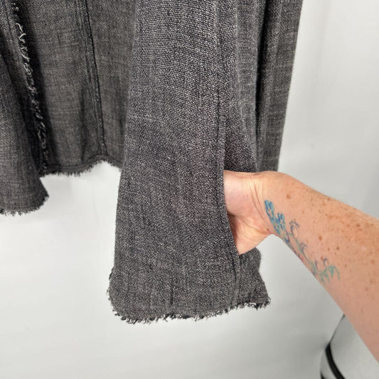 women Eileen Fisher Fringe Edge Gray Jacket 2X
