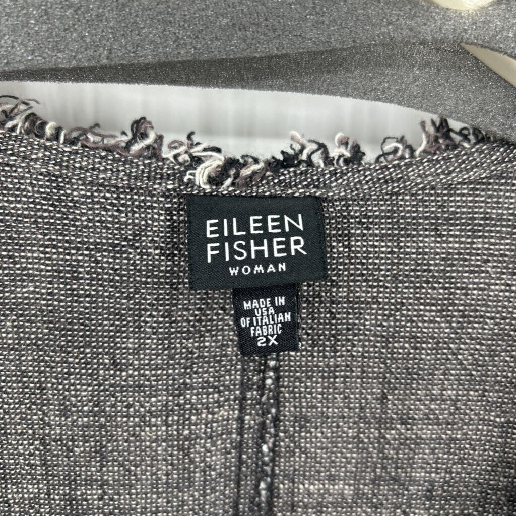 women Eileen Fisher Fringe Edge Gray Jacket 2X