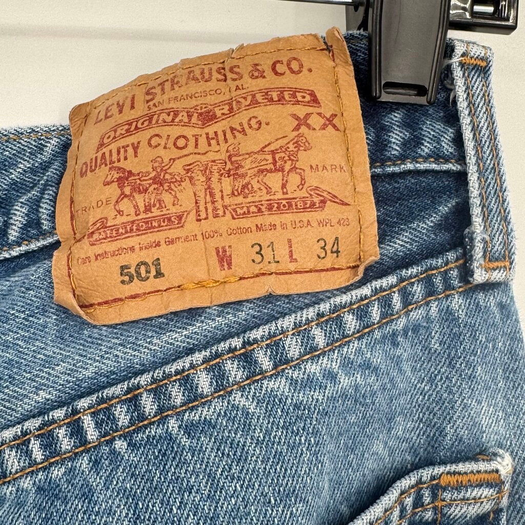 women Levi's 1996 USA Made 501's for Women Medium Wash Blue Jeans 31x34
