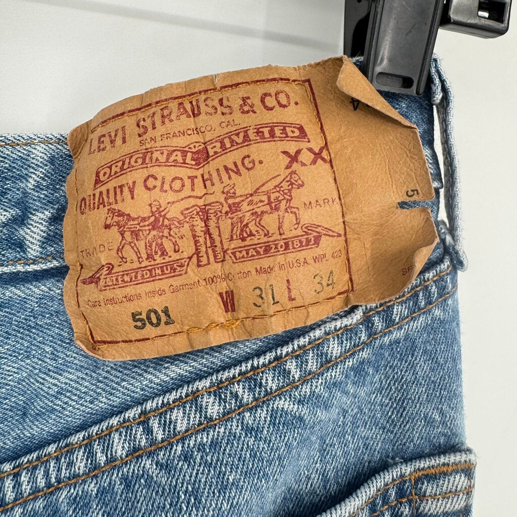 women Levi's 1995 USA Made 501's for Women Medium Wash Blue Jeans 31x34