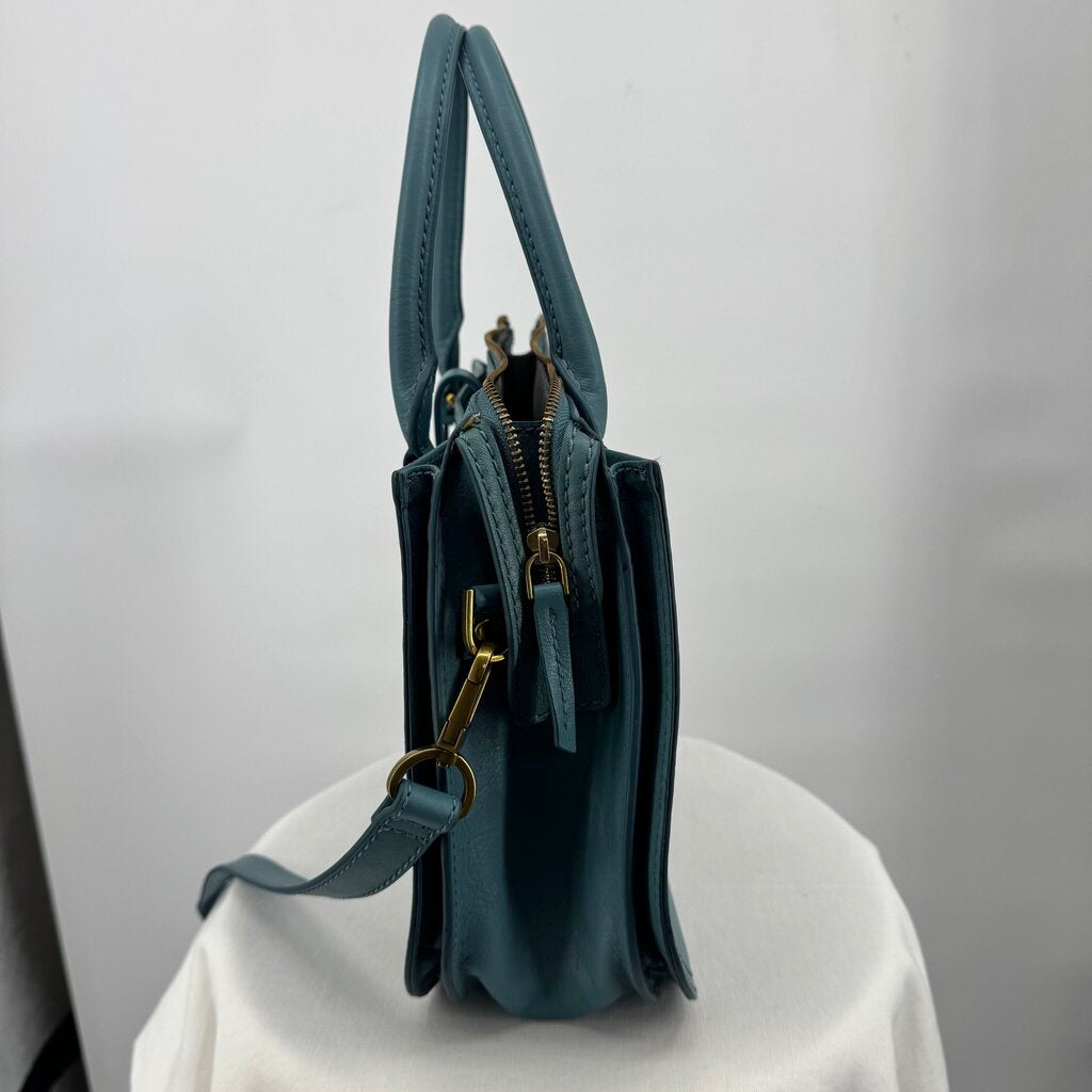 women Fossil NWOT Ryder Satchel Turquoise Purse 10" x 12" x 5"