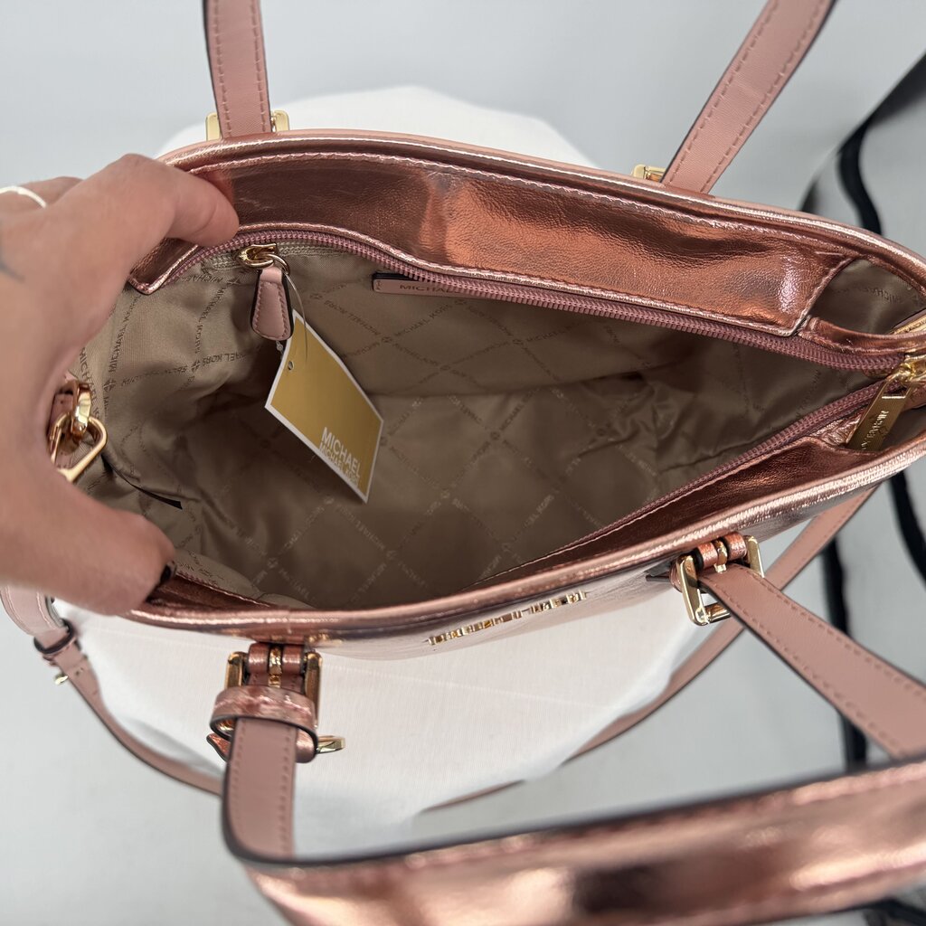 women Michael Kors NWT Jet Set XS Caryall Tote Primrose Metallic Purse 10.5" x 8" x 4"