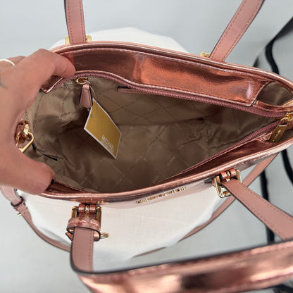 women Michael Kors NWT Jet Set XS Caryall Tote Primrose Metallic Purse 10.5" x 8" x 4"