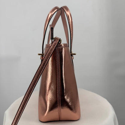 women Michael Kors NWT Jet Set XS Caryall Tote Primrose Metallic Purse 10.5" x 8" x 4"