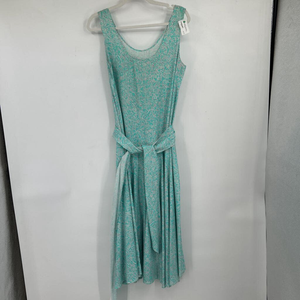 women Sheryl O. Geometric Belted Drop Waist Mint White Vintage L