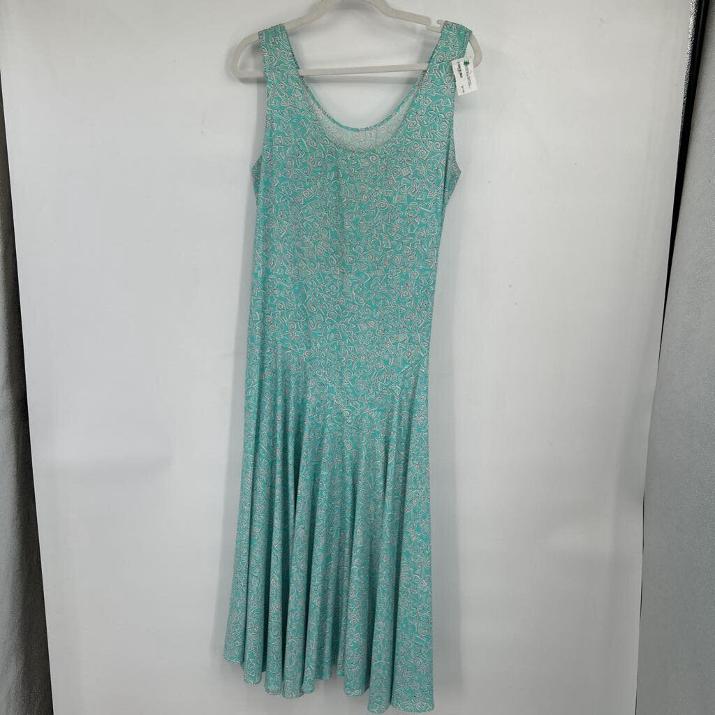 women Sheryl O. Geometric Belted Drop Waist Mint White Vintage L