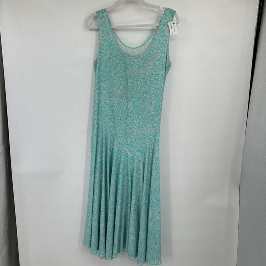women Sheryl O. Geometric Belted Drop Waist Mint White Vintage L