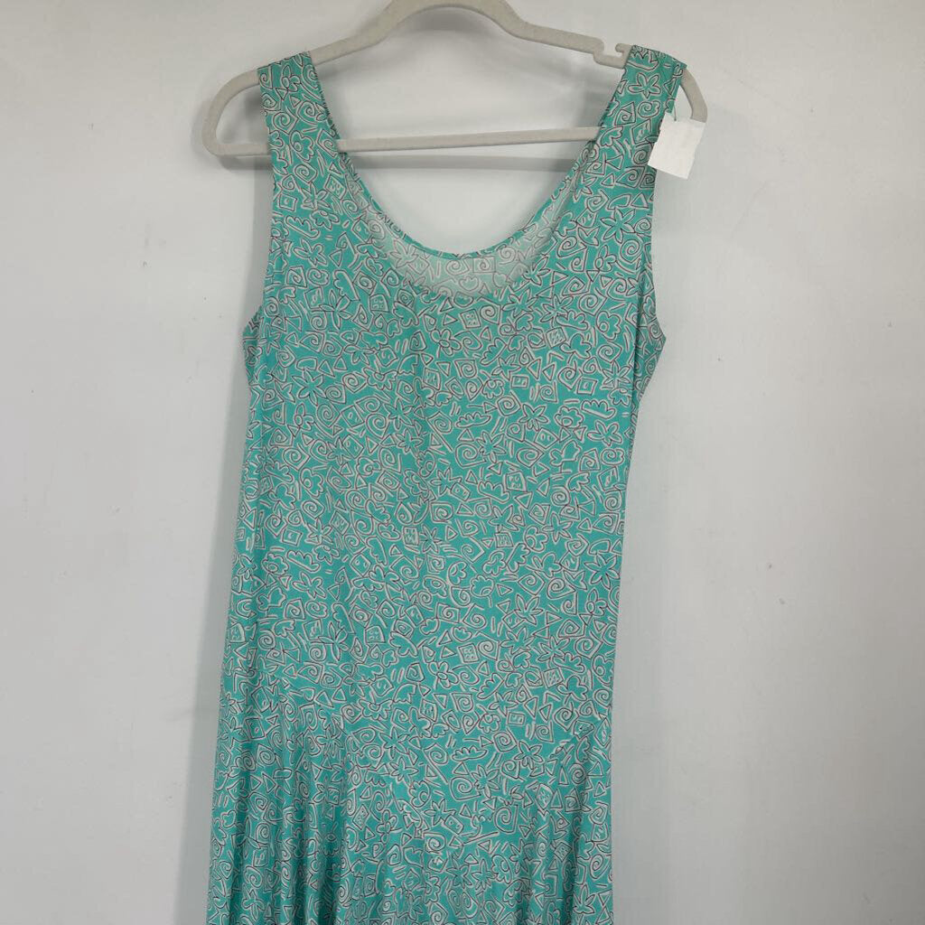 women Sheryl O. Geometric Belted Drop Waist Mint White Vintage L