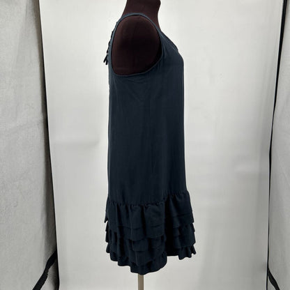 women Gap Sleeveless Ruffle Hem Silk Aged Black Dress M