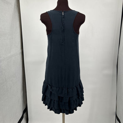 women Gap Sleeveless Ruffle Hem Silk Aged Black Dress M