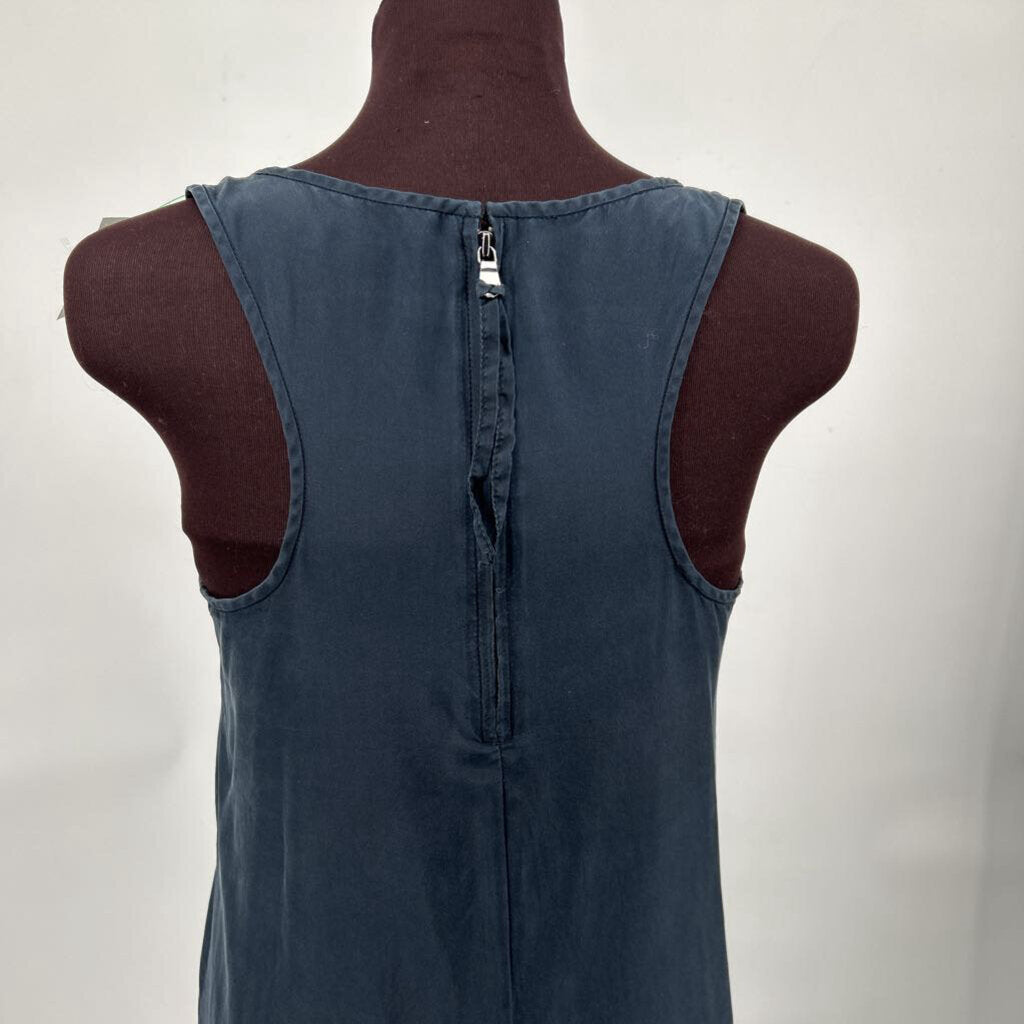women Gap Sleeveless Ruffle Hem Silk Aged Black Dress M