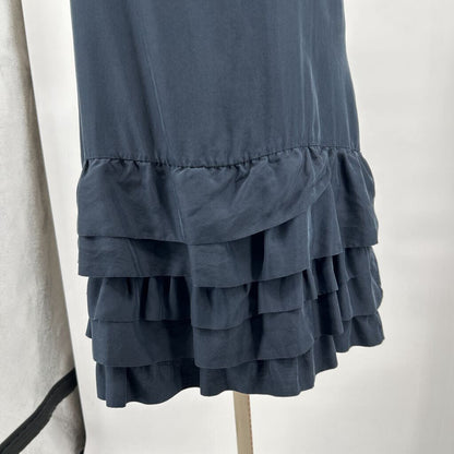 women Gap Sleeveless Ruffle Hem Silk Aged Black Dress M