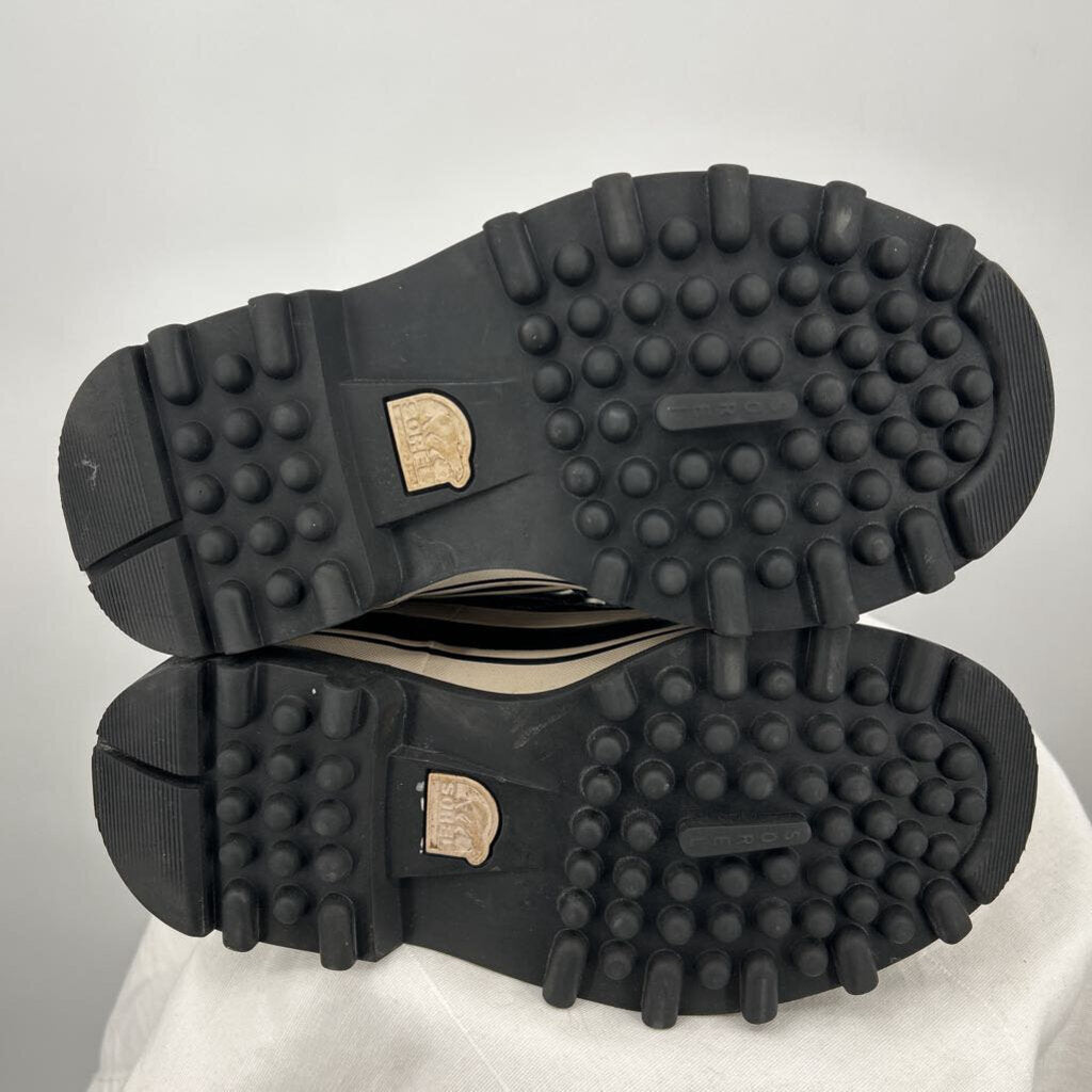 women Sorel Caribou Waterproof Snow Boots Black Cream Shoes 6