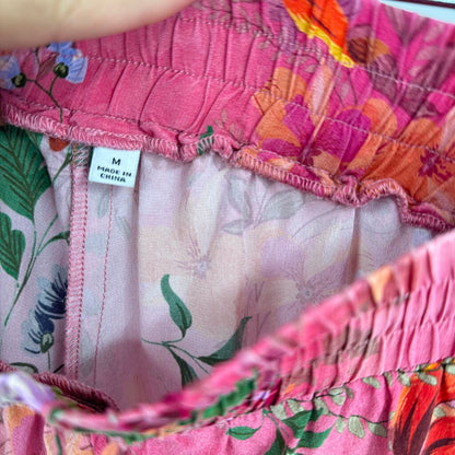 women Johnny Was Jailyn Silk Oversized PJ Pant Pink Multi Intimates/Sleepwear M