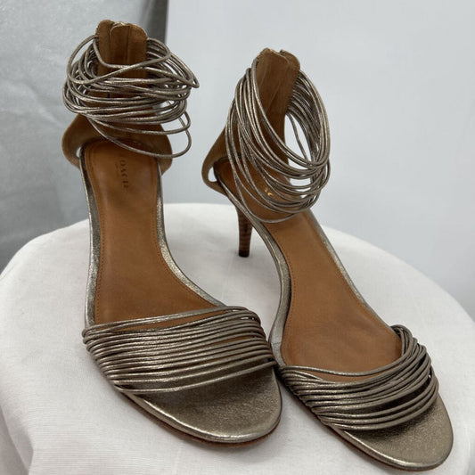 women Coach Manya Metallic Strappy Kitten Heel Sandals Gold Shoes 9B