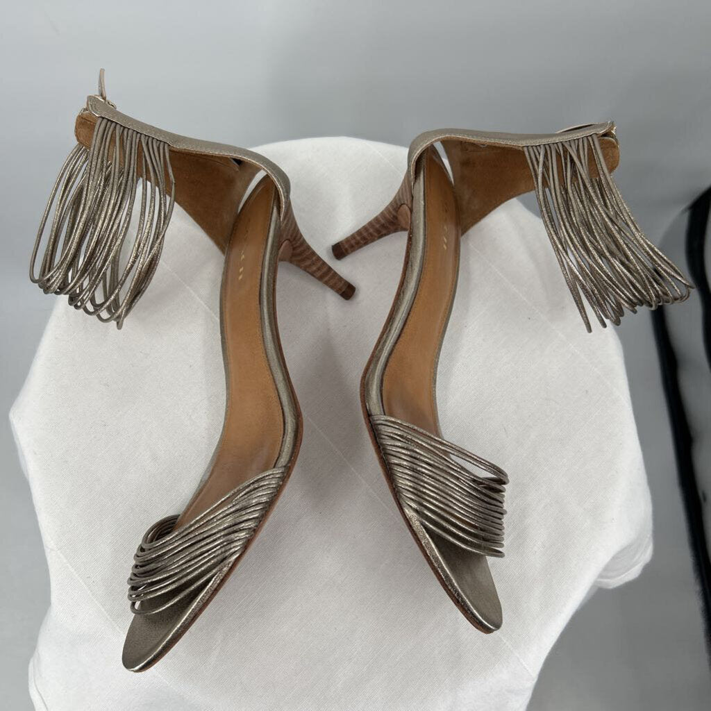 women Coach Manya Metallic Strappy Kitten Heel Sandals Gold Shoes 9B