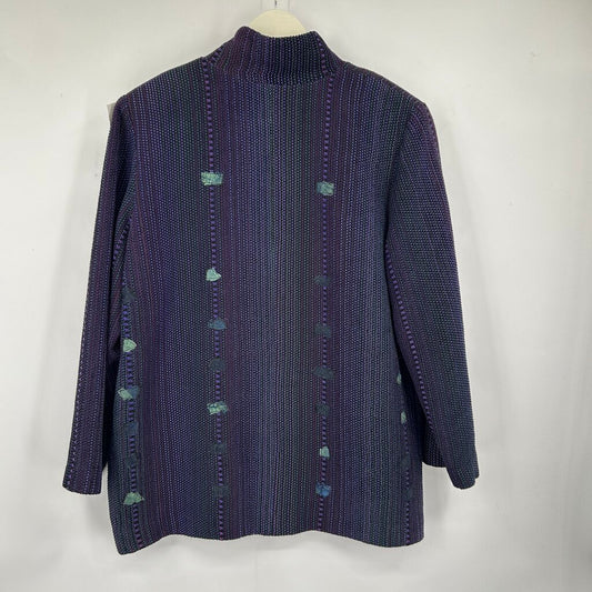 women Deborah Cross Vintage Handmade Textile Purple Green Multi Jacket XL