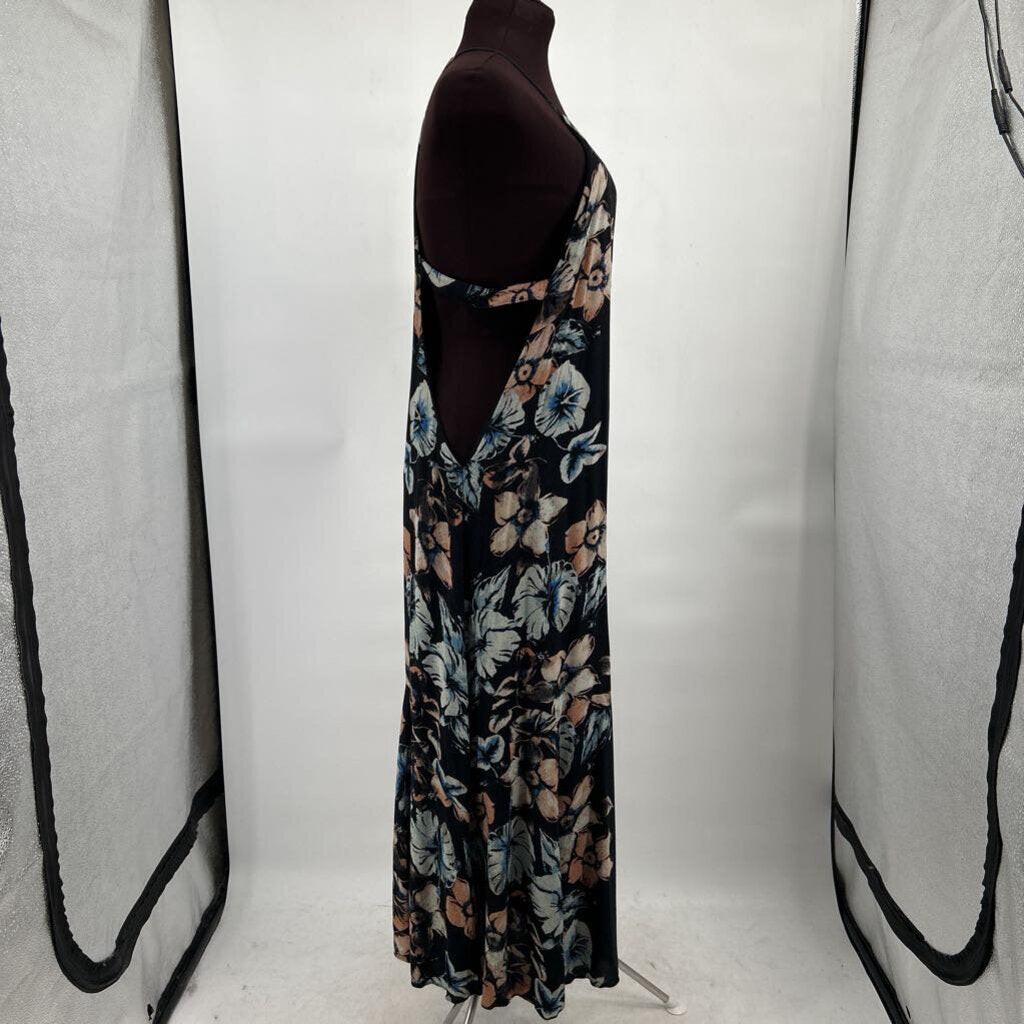 women Free People Back to You Midi Black Multi Dress L