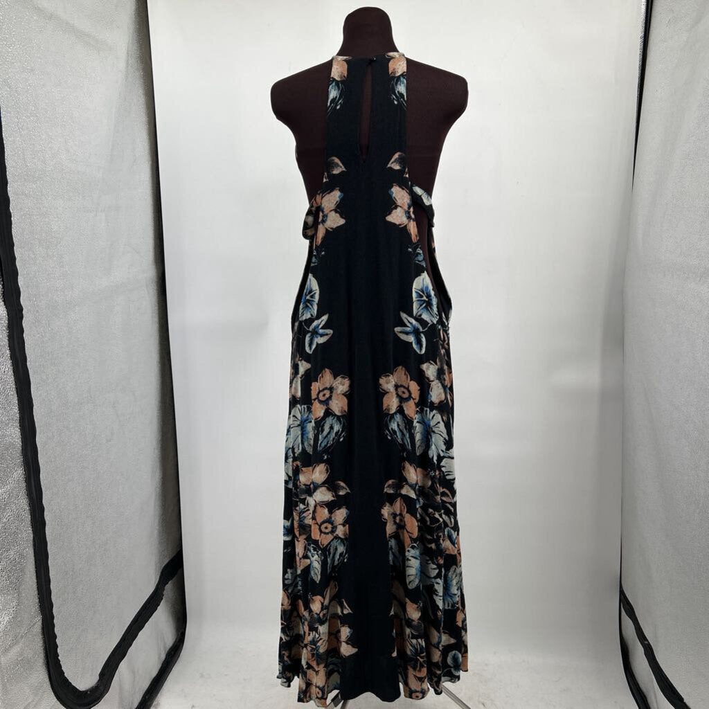 women Free People Back to You Midi Black Multi Dress L