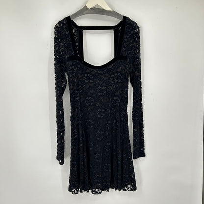 women Free People Flirt for You Long Sleeve Lace Black Dress L
