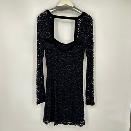 women Free People Flirt for You Long Sleeve Lace Black Dress L