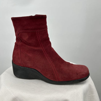 women La Canadienne Suede Ankle Boots Red Shoes 8.5