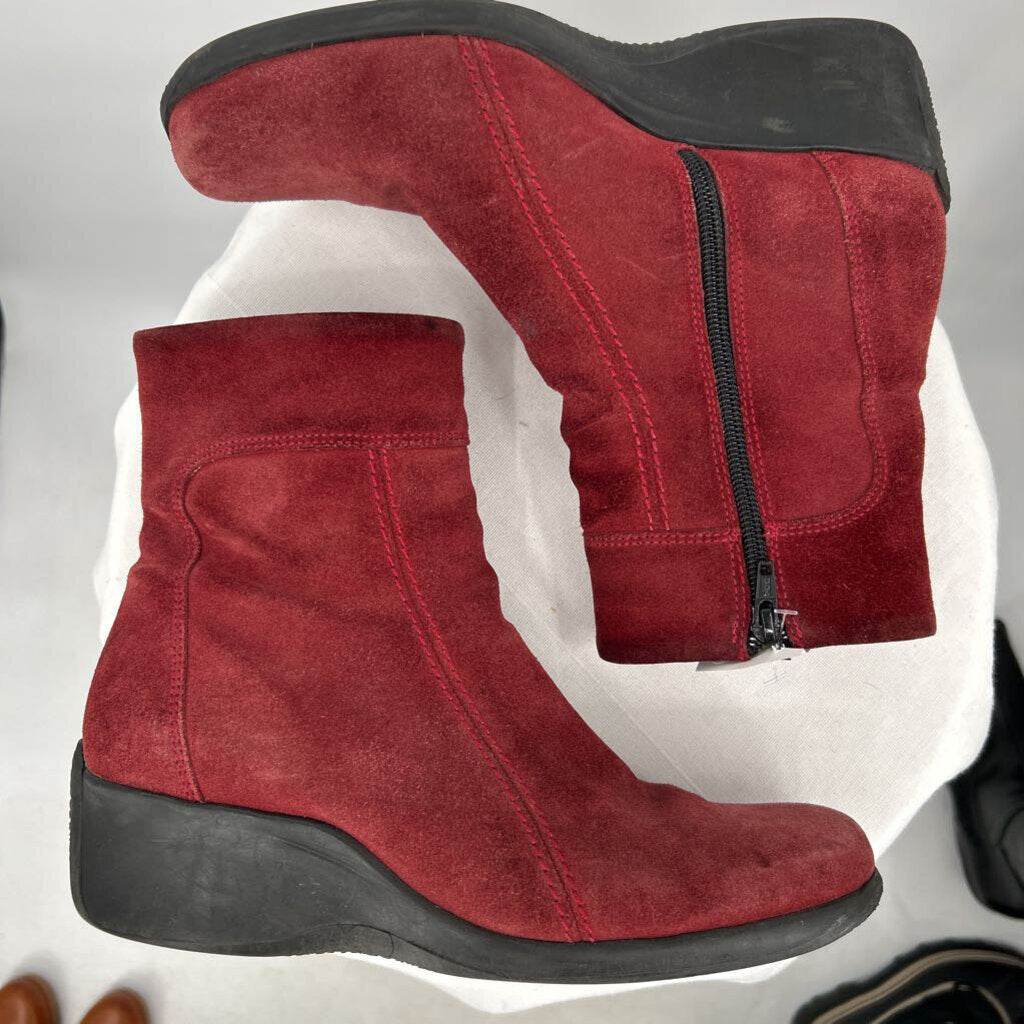 women La Canadienne Suede Ankle Boots Red Shoes 8.5