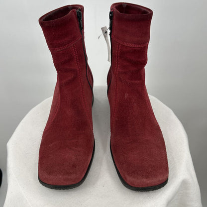 women La Canadienne Suede Ankle Boots Red Shoes 8.5
