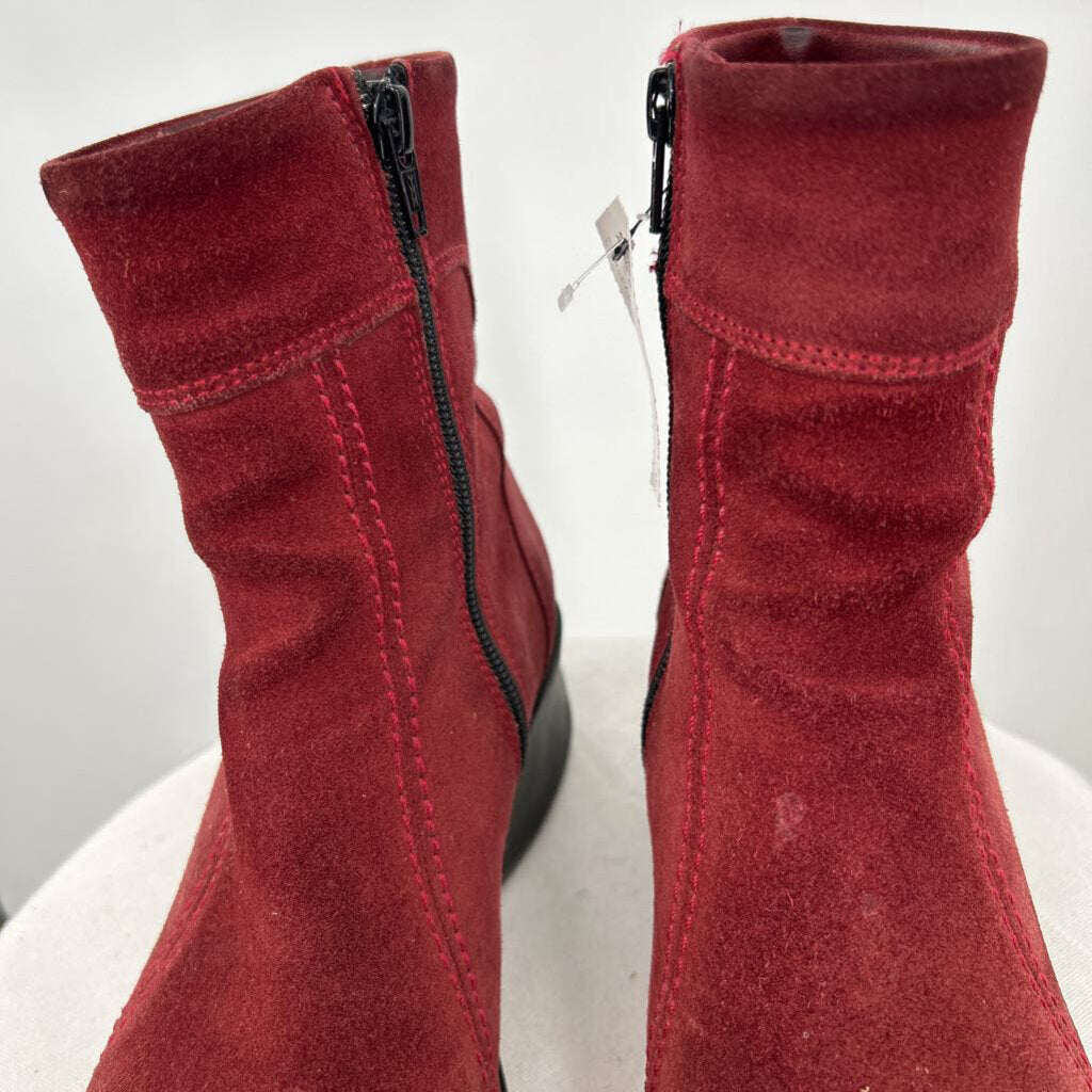 women La Canadienne Suede Ankle Boots Red Shoes 8.5