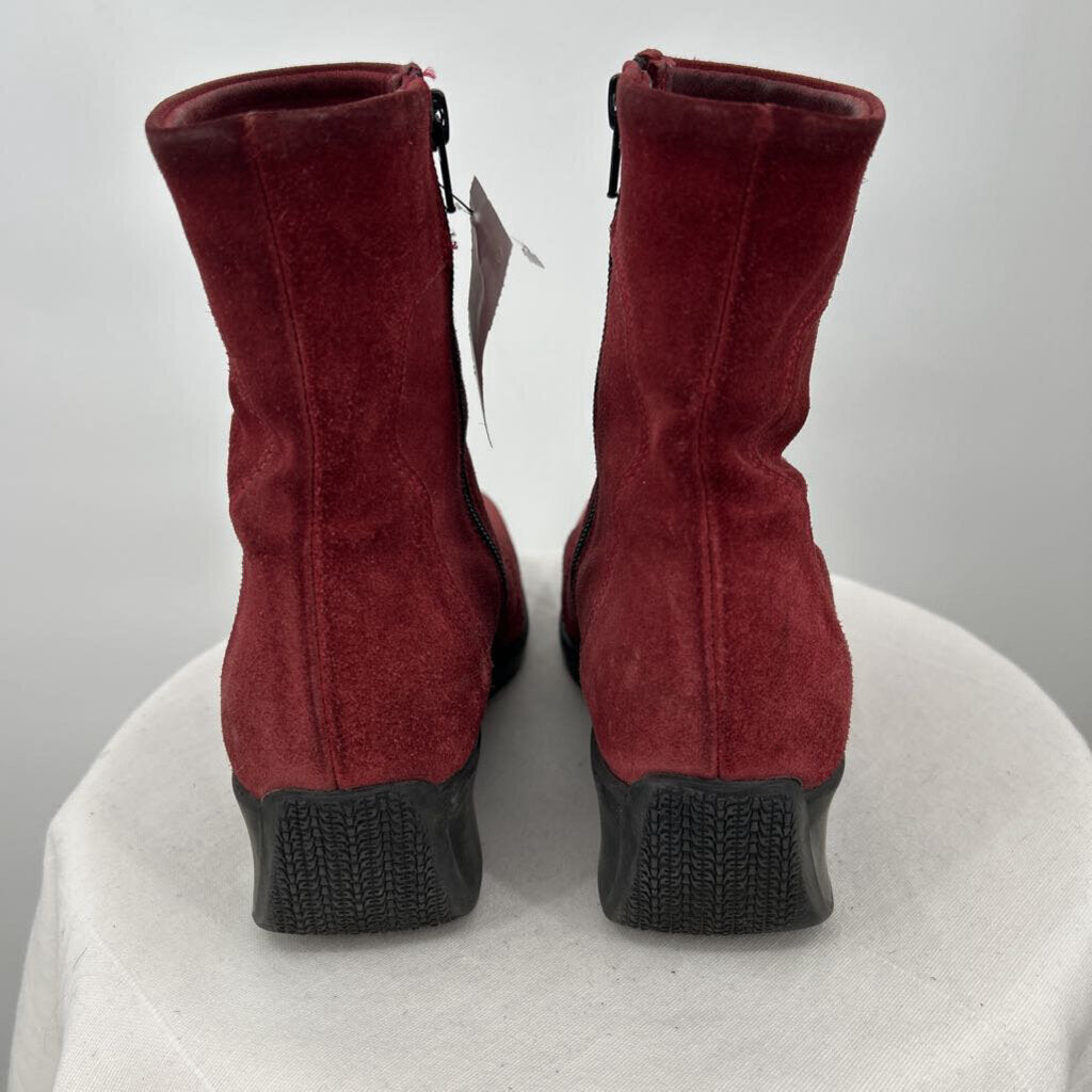women La Canadienne Suede Ankle Boots Red Shoes 8.5