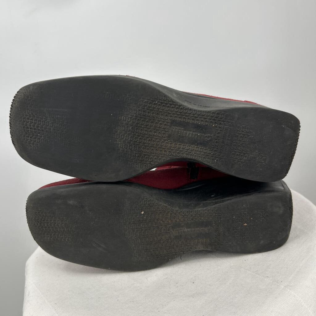 women La Canadienne Suede Ankle Boots Red Shoes 8.5