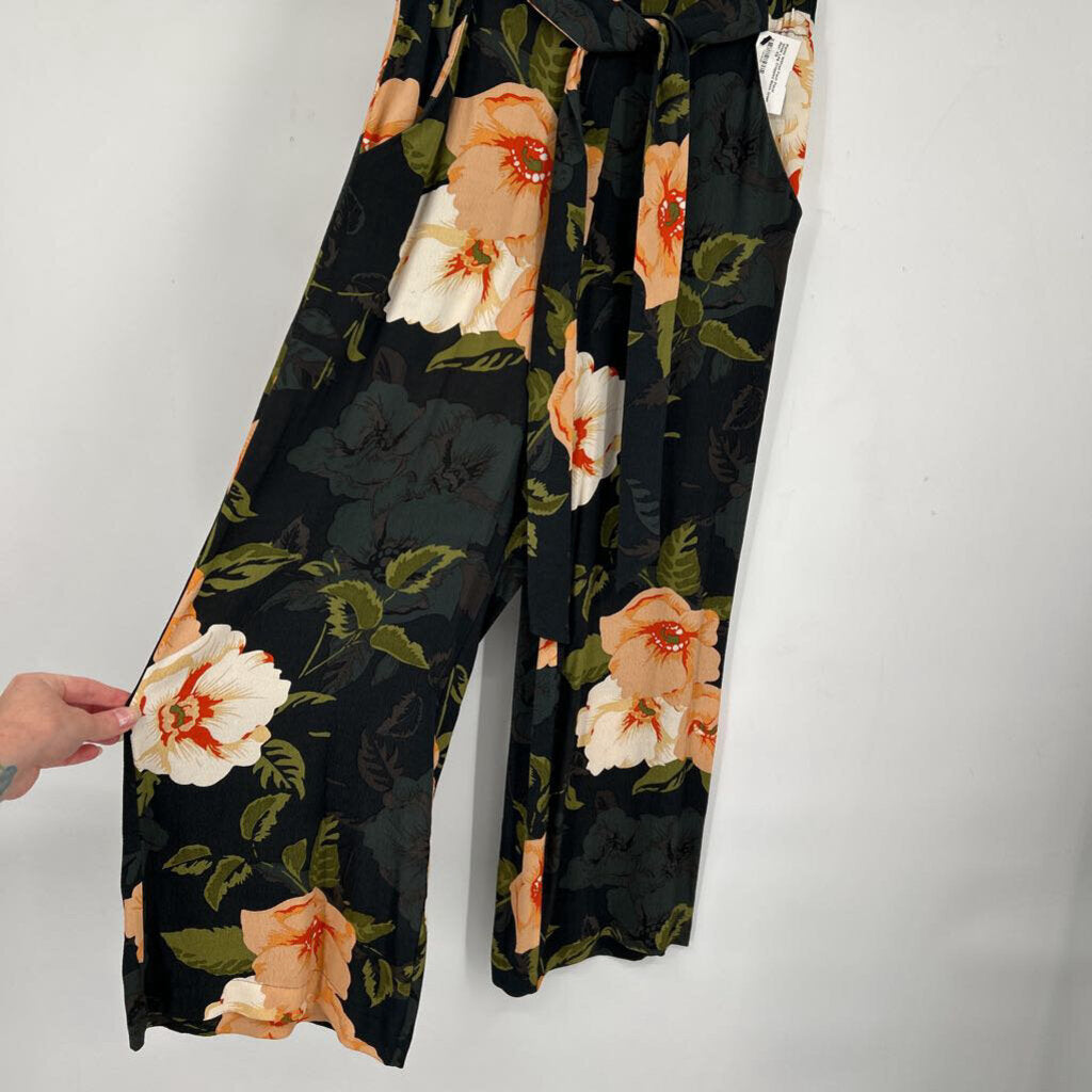 women Wilfred Faun Floral Wide Leg Cropped Black Green Pink Pants XS