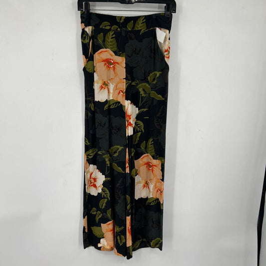 women Wilfred Faun Floral Wide Leg Cropped Black Green Pink Pants XS