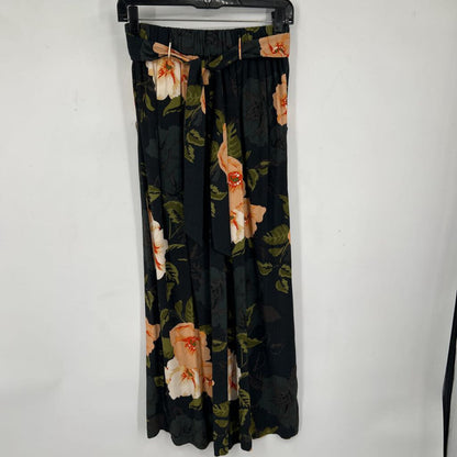 women Wilfred Faun Floral Wide Leg Cropped Black Green Pink Pants XS