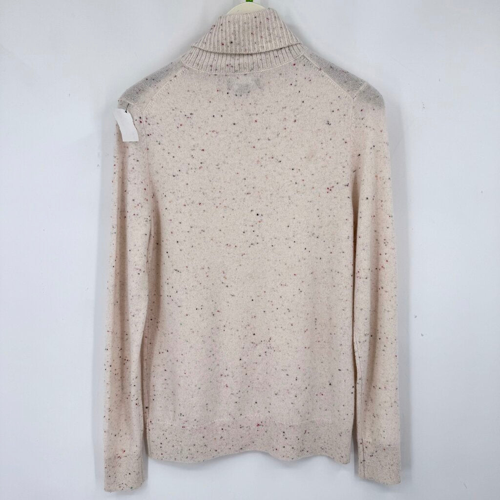 women Lands End Speckled Cashmere Turtleneck Cream Multi Sweater ST